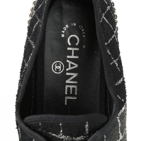 Chanel Black Metallic Tweed Espadrille Low-Top Sneakers - Picture 11 of 12